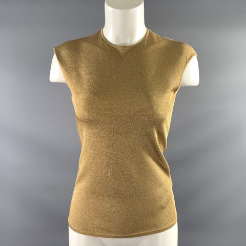 RALPH LAUREN Size S Gold Viscose & Silk Metallic Tank Dress Top