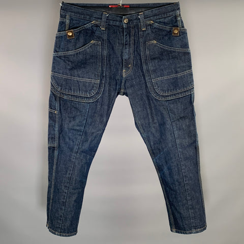 JUNYA WATANABE Size M Navy Contrast Stitch Cotton Cropped Jeans