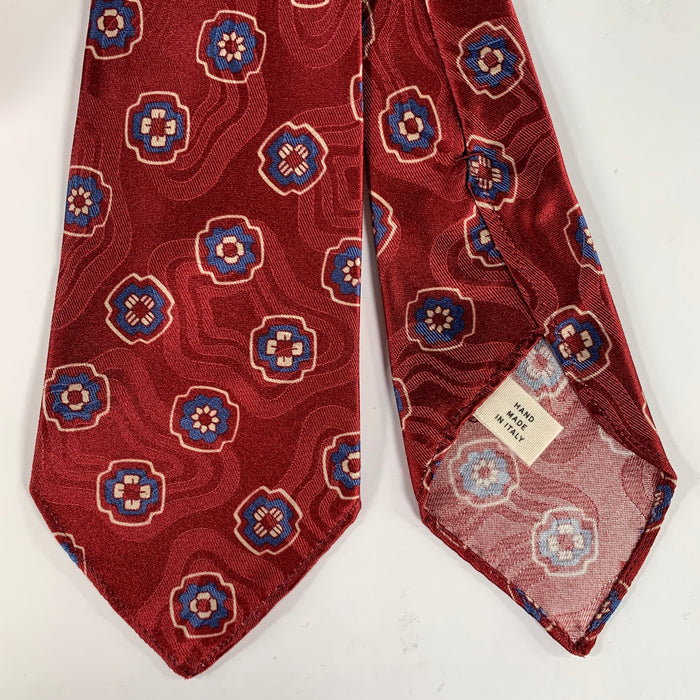 RRL by RALPH LAUREN Burgundy Blue & Cream Silk Tie
