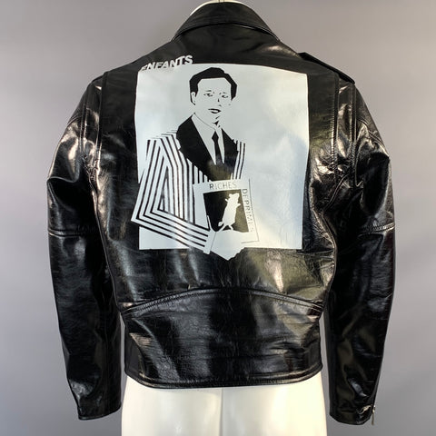 ENFANTS RICHES DEPRIMES ERD M Black Graphic Leather Biker Jacket