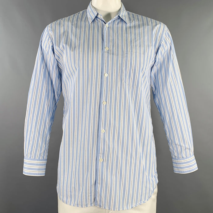 COMME des GARCONS SHIRT Size L Blue White Stripe Cotton Long Sleeve Shirt