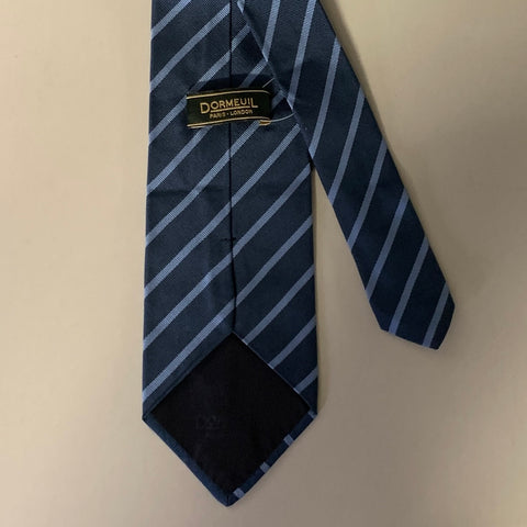 DORMEUIL Navy Blue Stripe Silk Tie