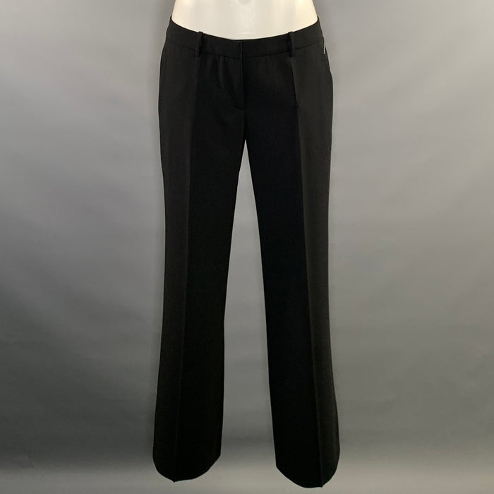 HUGO BOSS Size 8 Black Wool Blend Flat Front Dress Pants