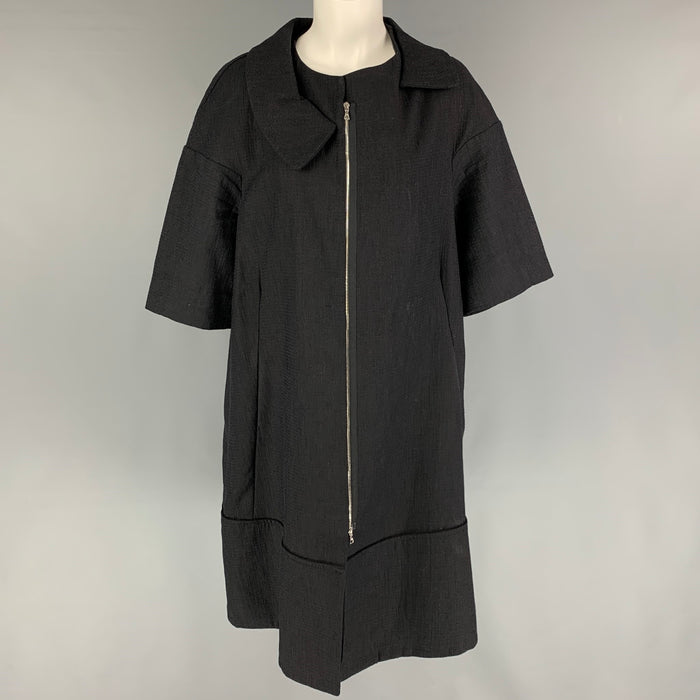 MARNI Size 8 Black Cotton Blend Short Sleeve Coat