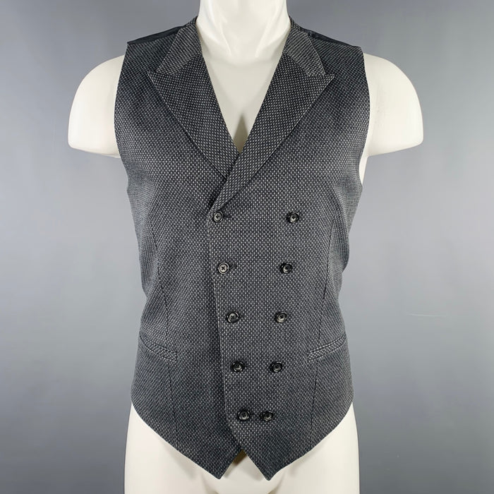 DOLCE & GABBANA Size 40 Grey Dots Cotton Blend Double Breasted Vest