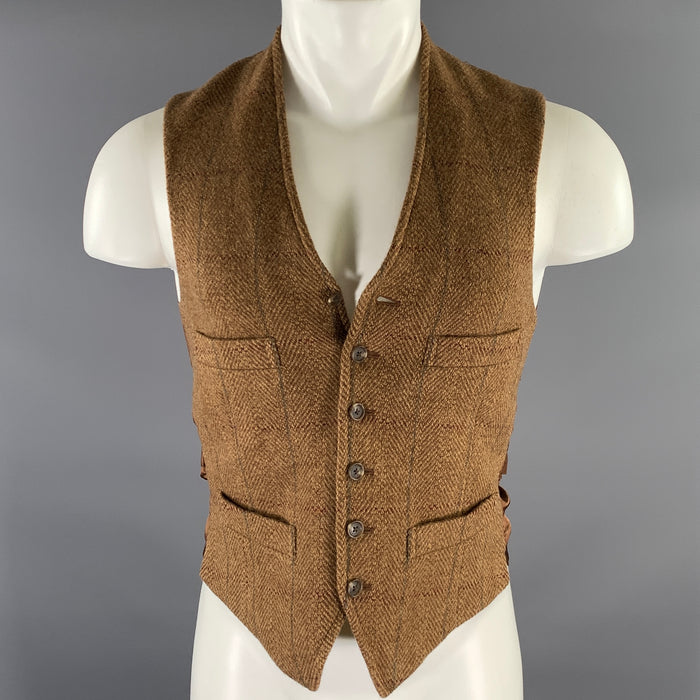RALPH LAUREN Size 34 Size S Brown Plaid Wool Vest