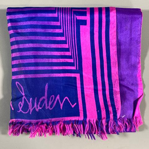 TUM SUDEN Purple Fuchsia Lines Silk Blend Scarf