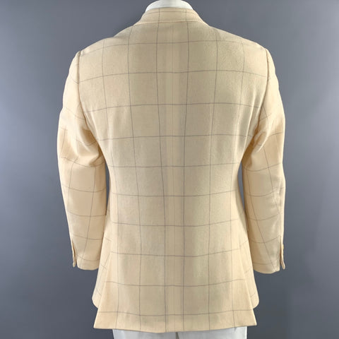 RALPH LAUREN Chest Size 42 Regular Beige Grey Window Pane Camel Hair Sport Coat