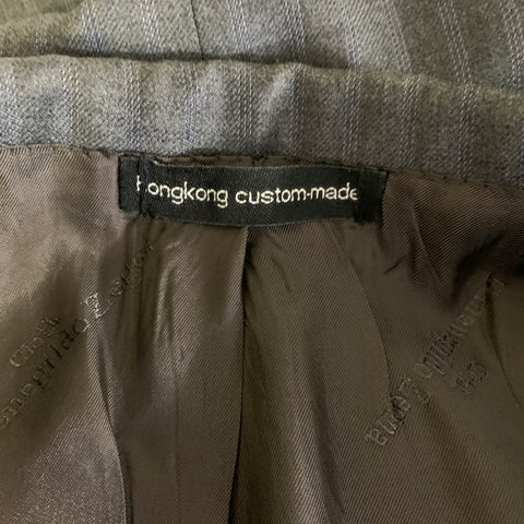 E-RAVE CUSTOM SHOP Chest Size 42 Grey Blue Pinstripe Wool Notch Lapel 34 33 Suit