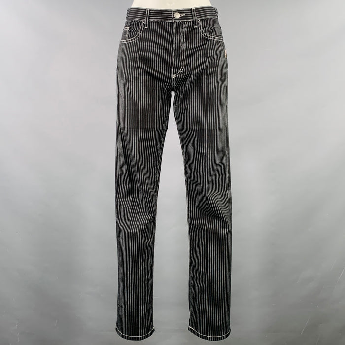 JEAN PAUL GAULTIER Size 27 Black White Cotton Blend Stripe Casual Pants