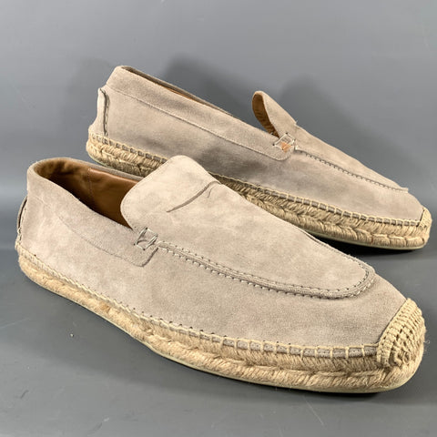 CHRISTIAN LOUBOUTIN Size 13 Grey Suede Espadrille Loafers