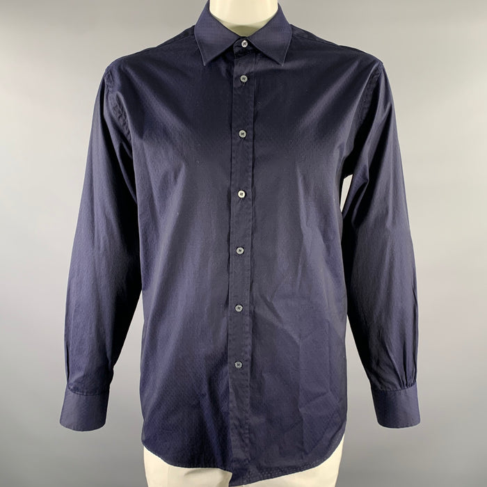 PAUL SMITH Size XL Navy Geometric Cotton Long Sleeve Shirt