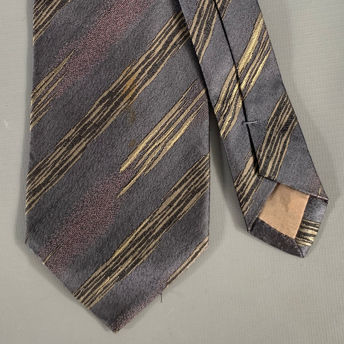 ISSEY MIYAKE Purple Tan Jacquard Silk Tie