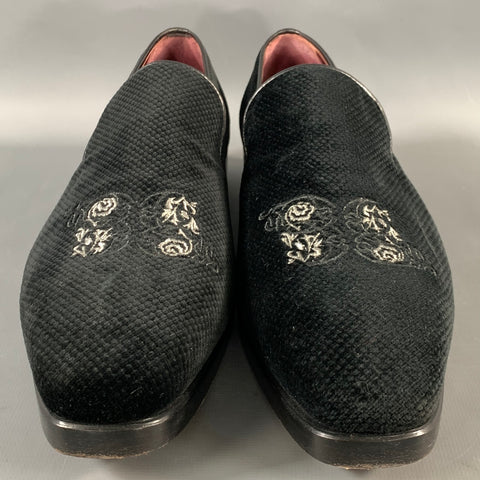 BILLIONAIRE ITALIAN COUTURE Size 7.5 Black Velvet Slip On Loafers