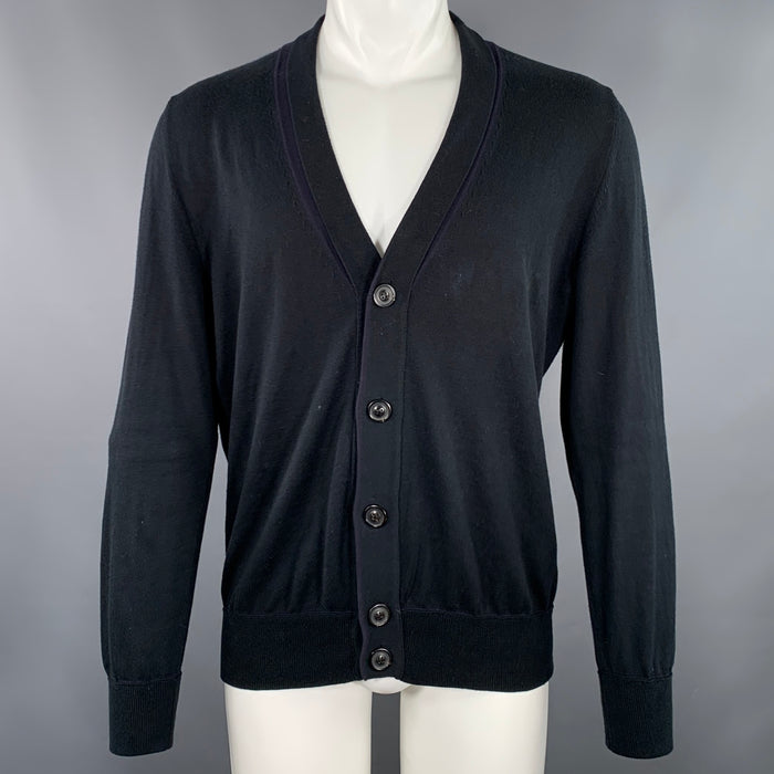 MAISON MARTIN MARGIELA Size M Black Cotton Shawl Collar V-Neck Cardigan