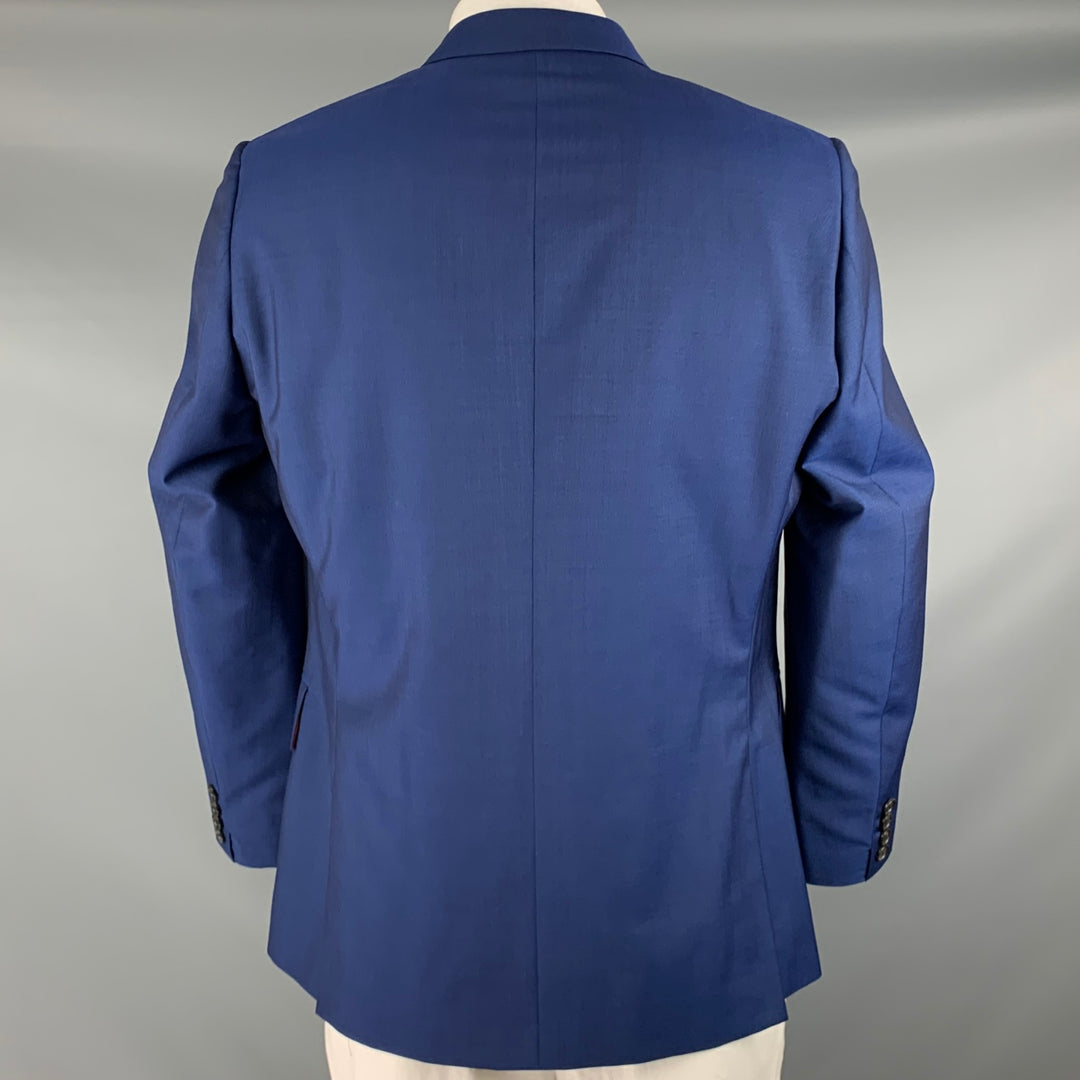 PAUL SMITH Size 44 Blue Wool Mohair Notch Lapel Sport Coat