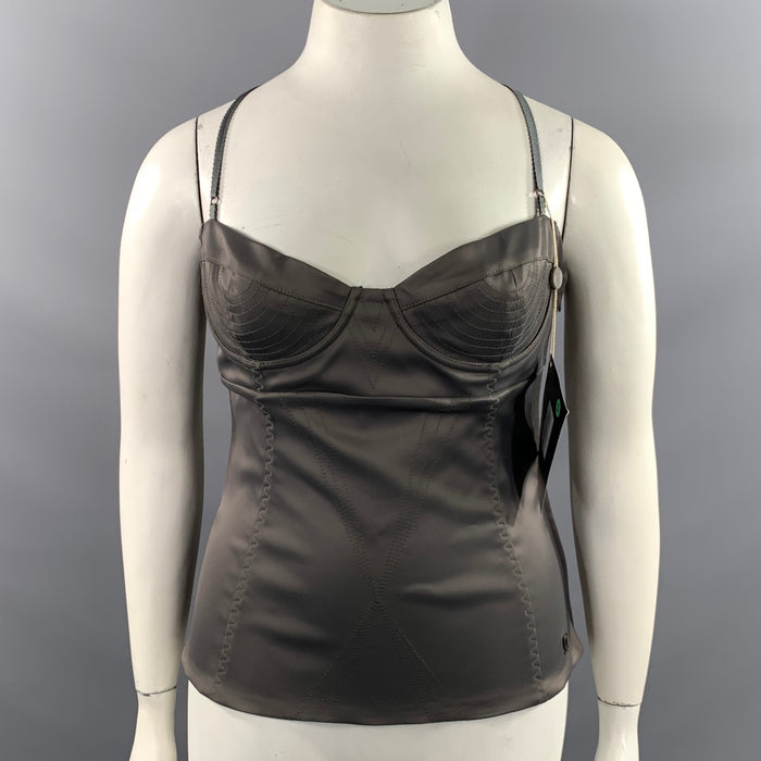 JOHN GALLIANO Size L Grey Acetate Polyamide Bustier Dress Top