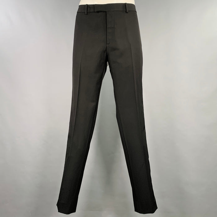 BURBERRY Size 40 Black Wool Tuxedo Dress Pants