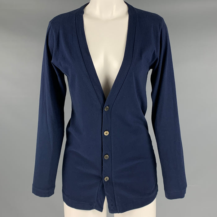 COMME des GARCONS Size S Navy Cotton Knit Buttoned Cardigan