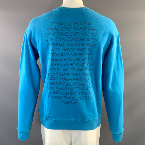 ENFANTS RICHES DEPRIMES SS2017 Size XL Blue Graphic Cotton Crew Neck Sweatshirt