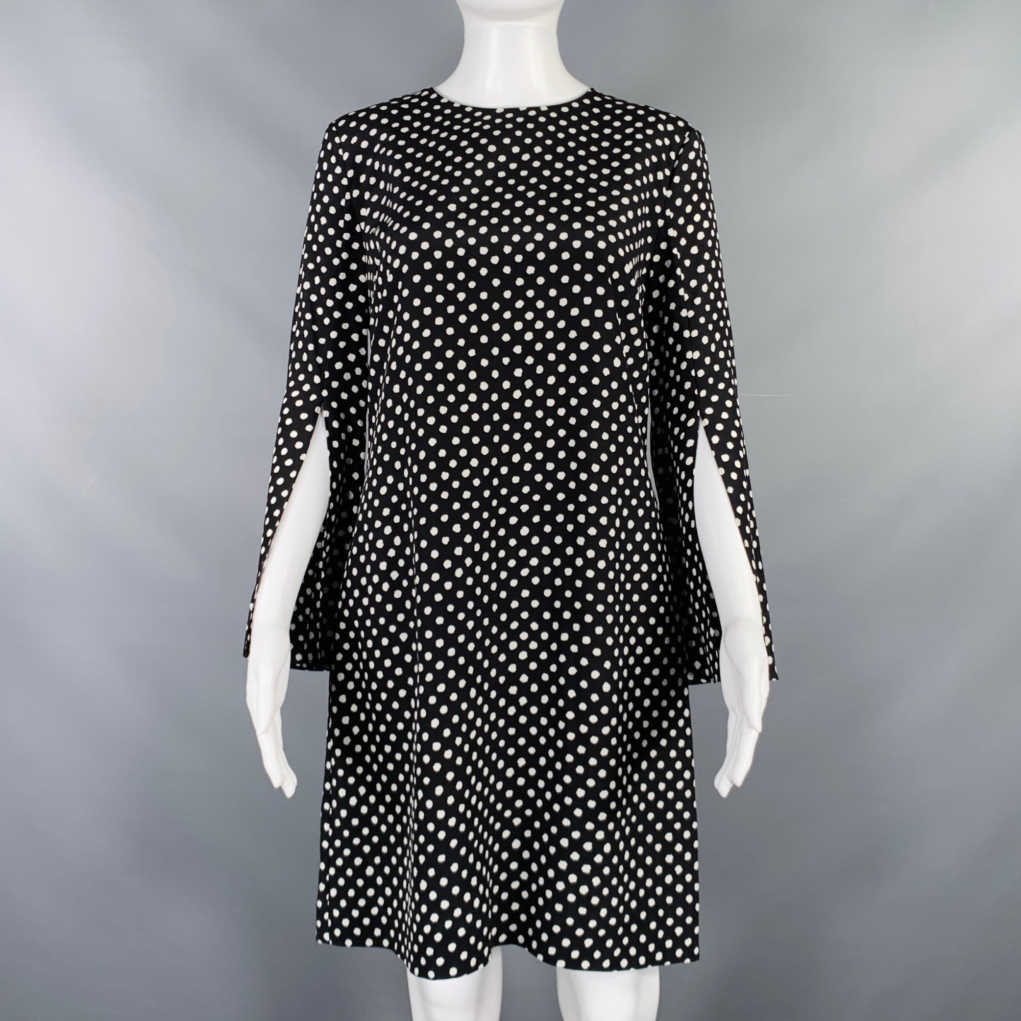 MICHAEL KORS COLLECTION Size 4 Black White Silk Polka Dot Bell Sleeves Sui Generis Designer Consignment MICHAEL KORS COLLECTION Size 4 Black White Silk Polka Dot Bell Sleeves Sui Generis Designer Consignment