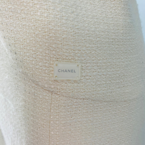 CHANEL Size 8 Cream Cotton Acrylic Sleeveless Mid-Calf Dress