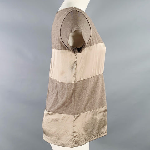 MAX MARA Size S Brown Cotton Blend Short Sleeve Casual Top