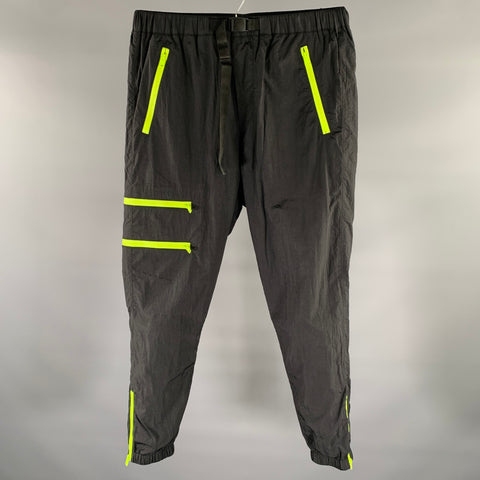 STAMPD Size M Black Green Nylon Joggers Casual Pants