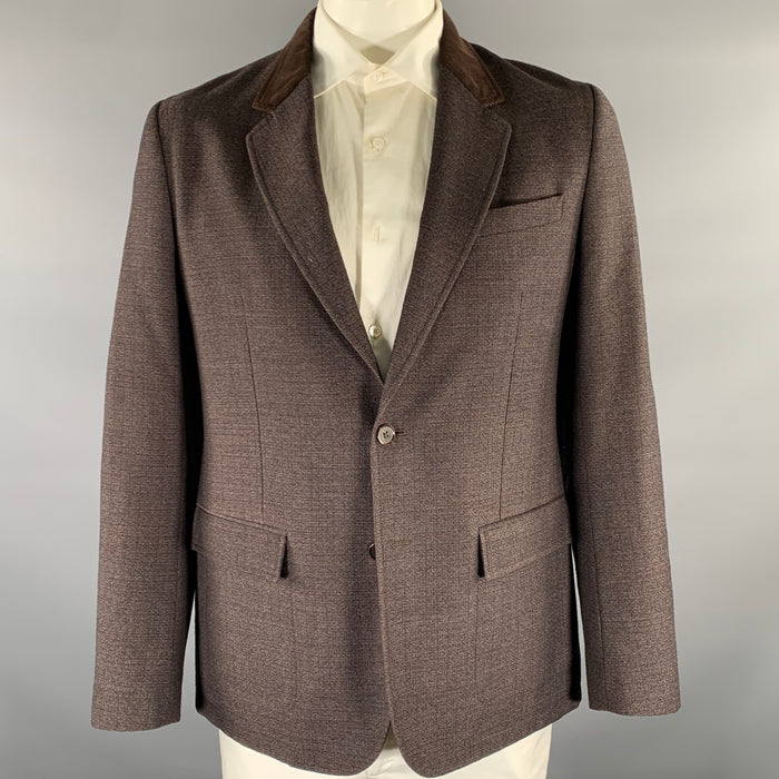 MAISON MARGIELA Size 42 Brown Blue Melange Wool Blend Sport Coat