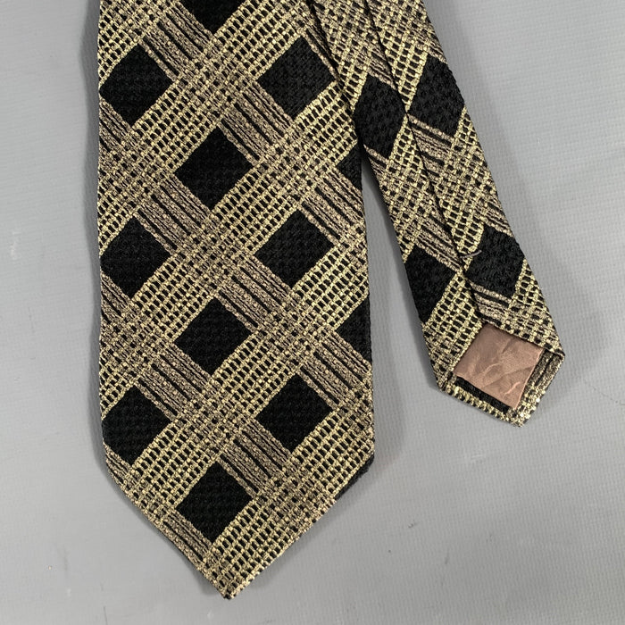 ISSEY MIYAKE Black Tan Lines Silk Tie