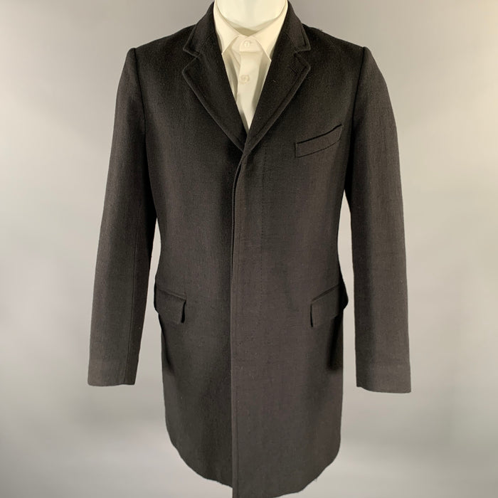 DRIES VAN NOTEN Size 40 Black Cotton Wool Hidden Placket Coat