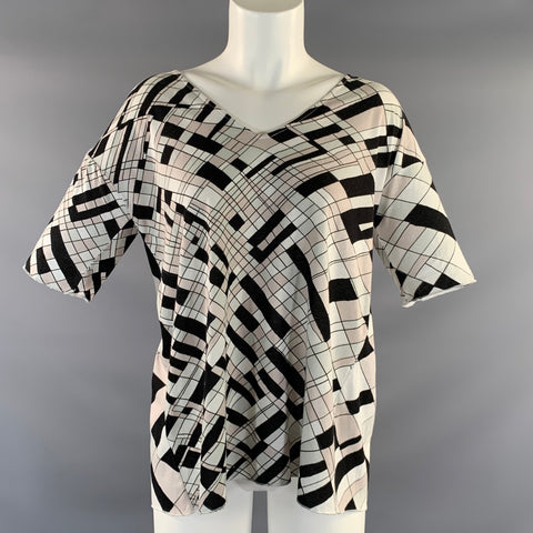 MARNI Size S White Black Cotton Abstract Open back Shirt