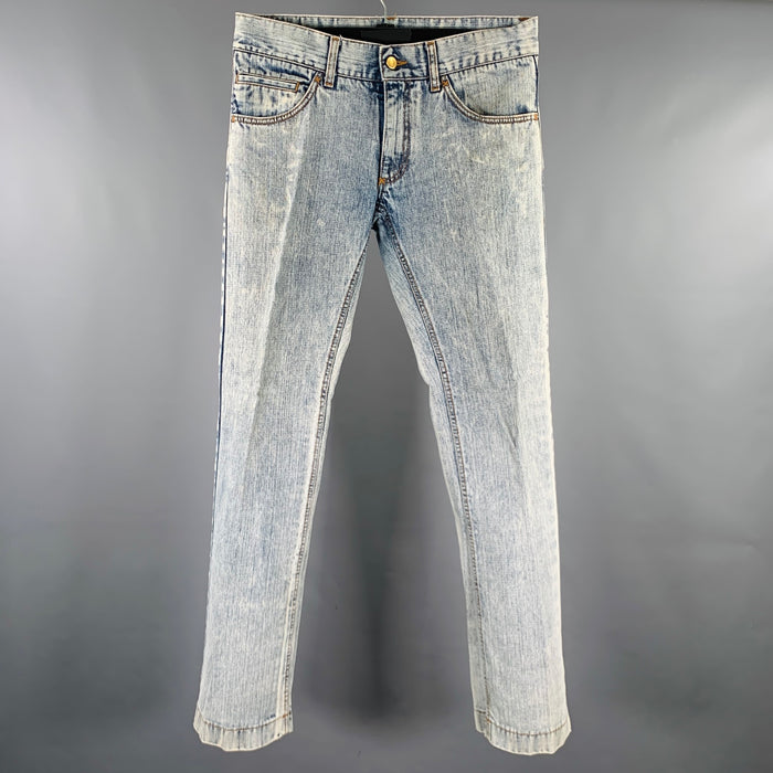 DOLCE & GABBANA Size 32 Blue White Acid Wash Cotton Slim Jeans