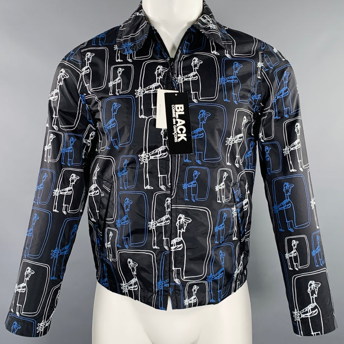 COMME des GARCONS 2014 Size XS Black White Blue Cartoon Nylon Jacket