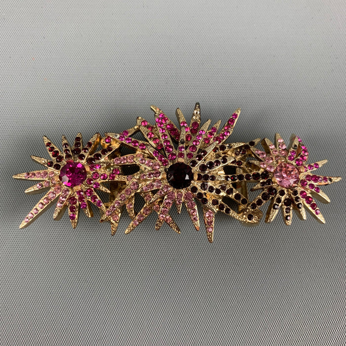 OSCAR DE LA RENTA Pink Rhinestones Metal Belt Buckle
