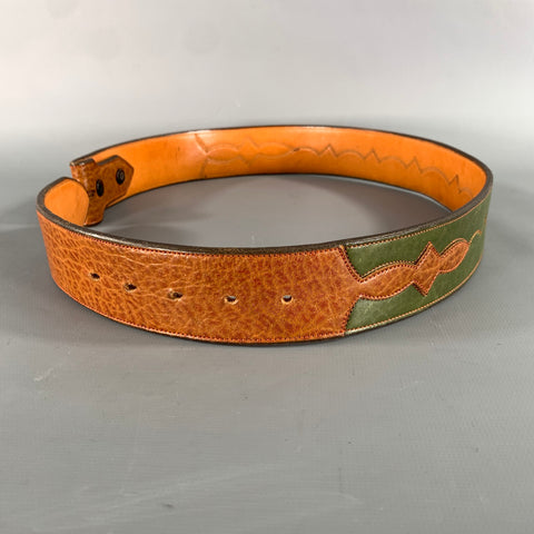 NO BRAND Waist Size 24 Green Brown Western Leather Belt
