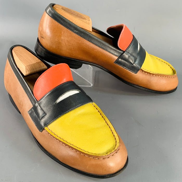 PS by PAUL SMITH Size 8 Tan Multi Color Color Block Leather Slip On Penny Loafers
