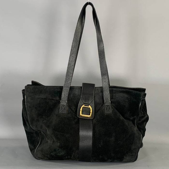 GUCCI Black Suede Leather Tote Bags