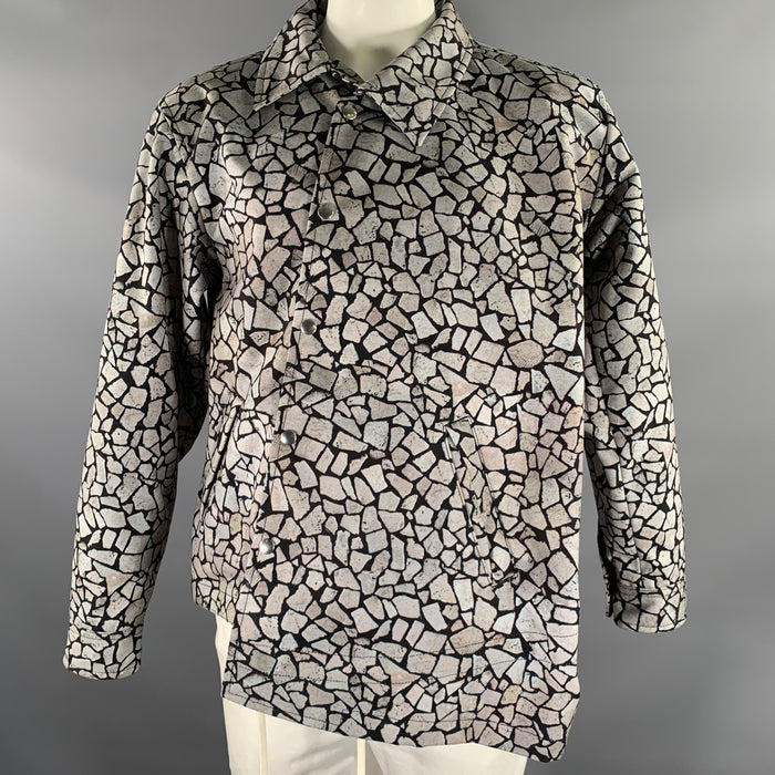 COMME des GARCONS HOMME PLUS Size L Grey Black Geometric Snaps Jacket