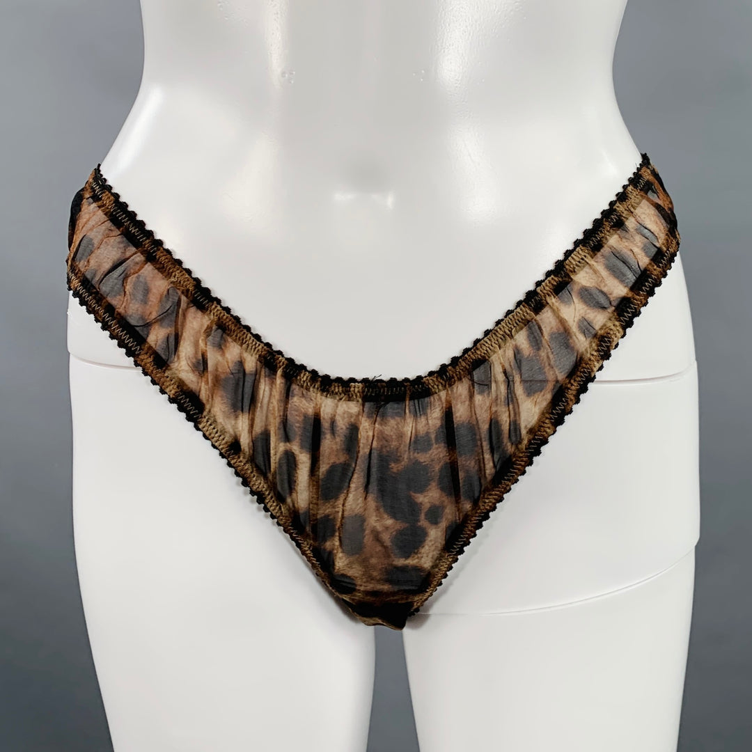 SKIMS Size S Brown Beige Silk Animal Print Babydoll Lingerie 2PC Set