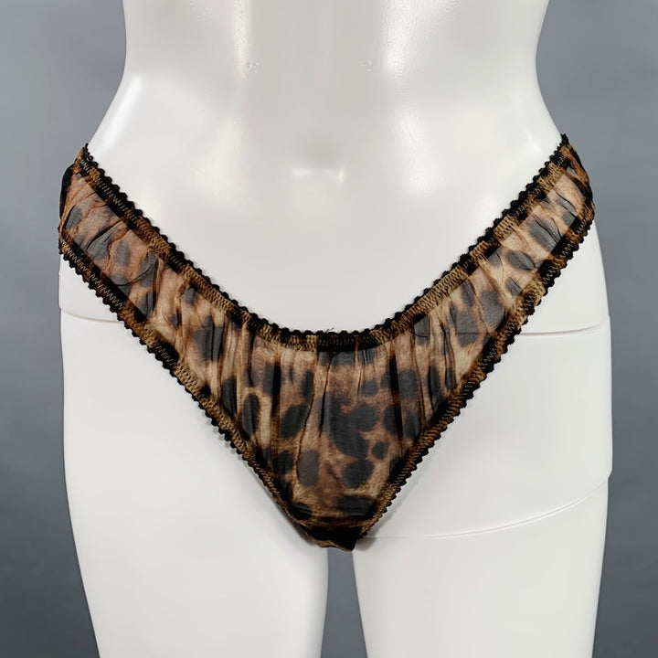 SKIMS Size S Brown Beige Silk Animal Print Babydoll Lingerie 2PC Set