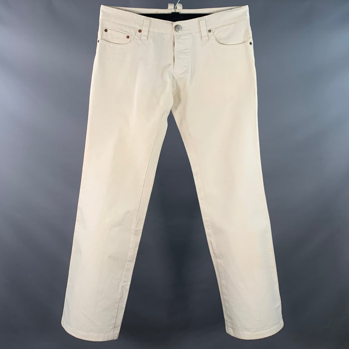DSQUARED2 Size 34 Cream Twill Cotton Straight Casual Pants