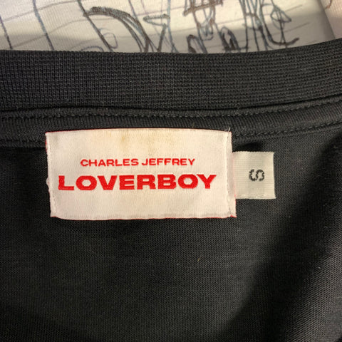 CHARLES JEFFREY LOVERBOY AW2020 Size S Black White Graphic Cotton Crew Neck Pullover