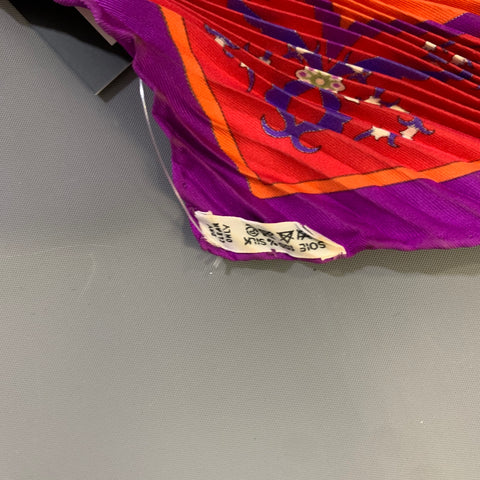 HERMES Orange Purple Pleated Silk Scarves