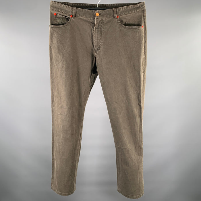 CHRISTIAN LACROIX Size 36 Olive Cotton Blend Straight Casual Pants