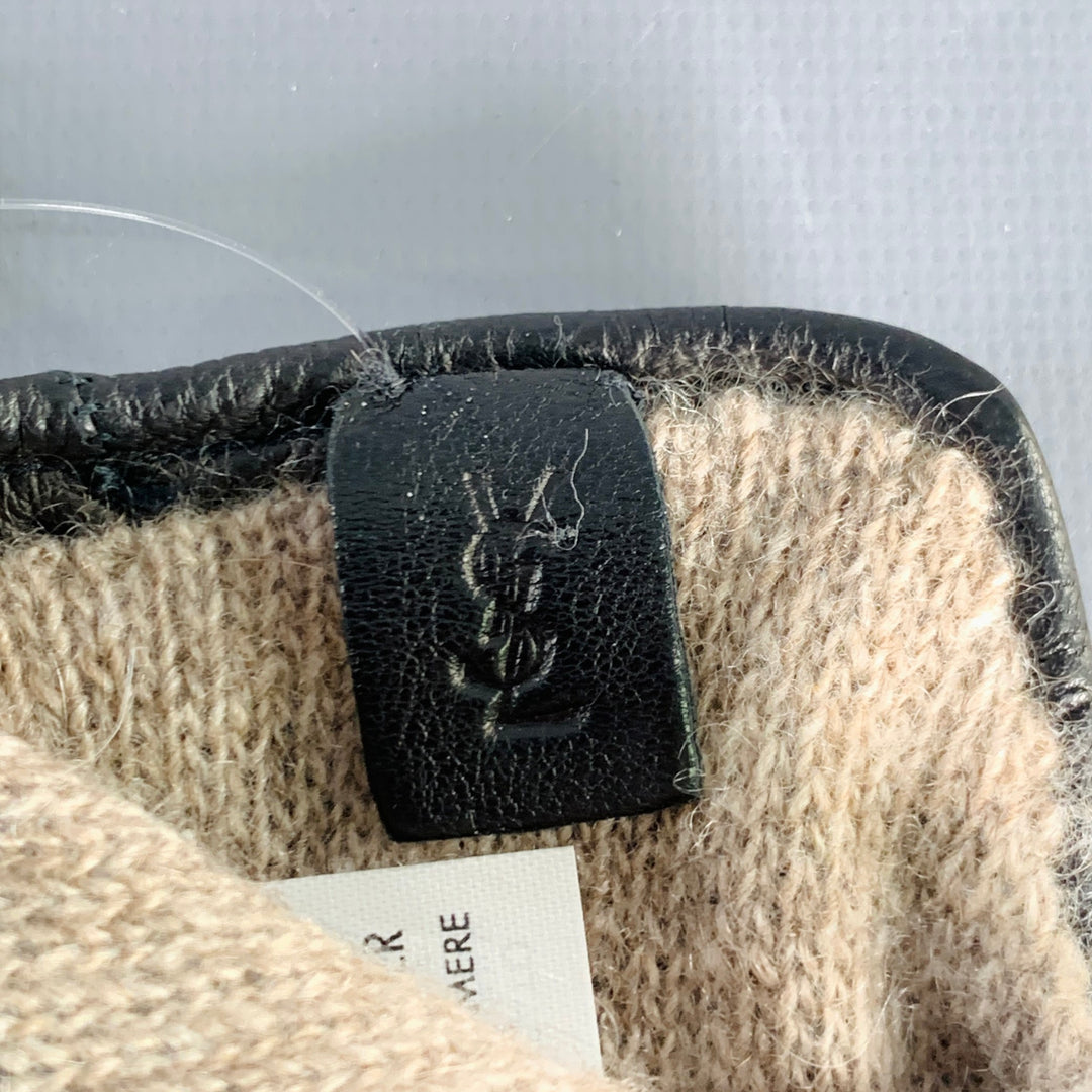 YVES SAINT LAURENT Size 9 Black Leather Gloves
