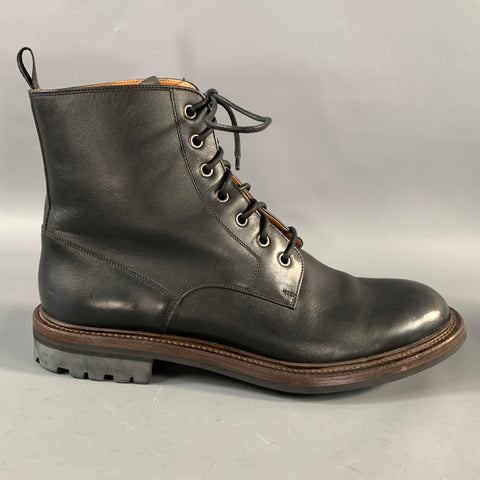 CHURCH'S Size 8 Black Leather Lace Up Boots