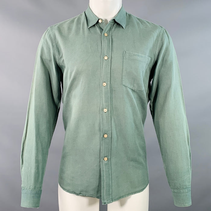 OUR LEGACY Size 38 Green Cotton One Pocket Long Sleeve Shirt
