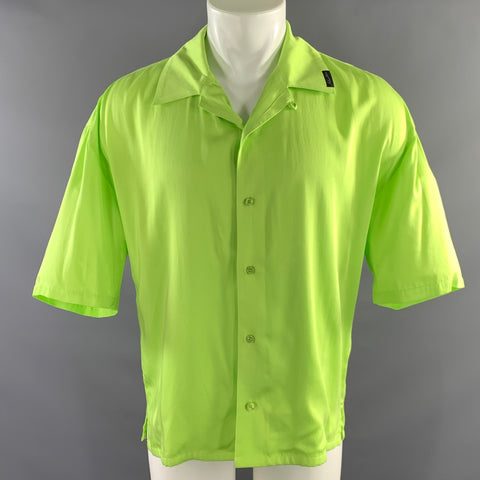 MARTINE ROSE SS2024 Size S Green Lime Polyester Blend Button Up Short Sleeve Shirt