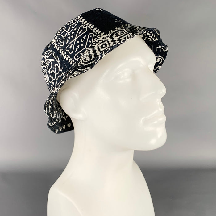 KAPITAL Black White Bandana Cotton Blend Bucket Hat